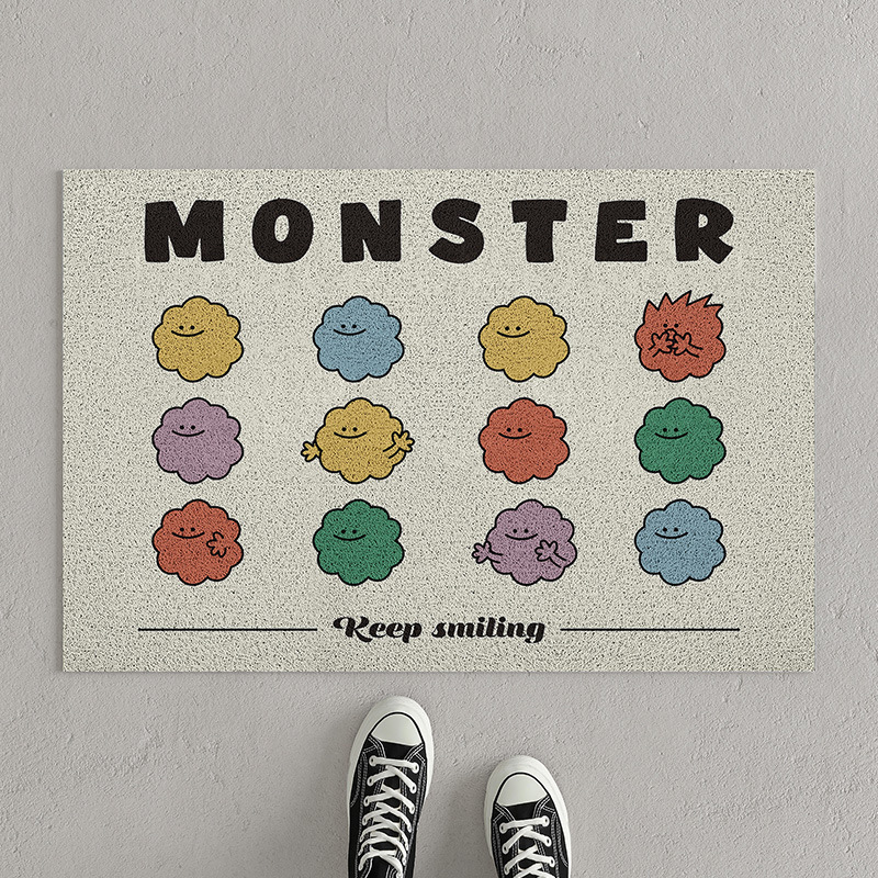 《4307》繽紛多彩豆豆小怪獸大門地墊((絲圈))