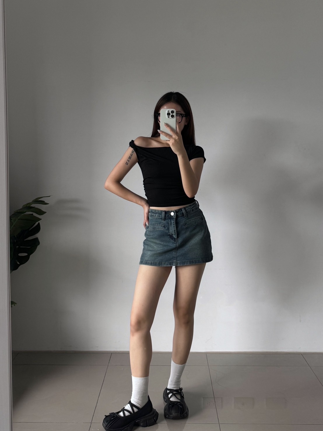 歐美復古A字牛仔褲裙(2色)