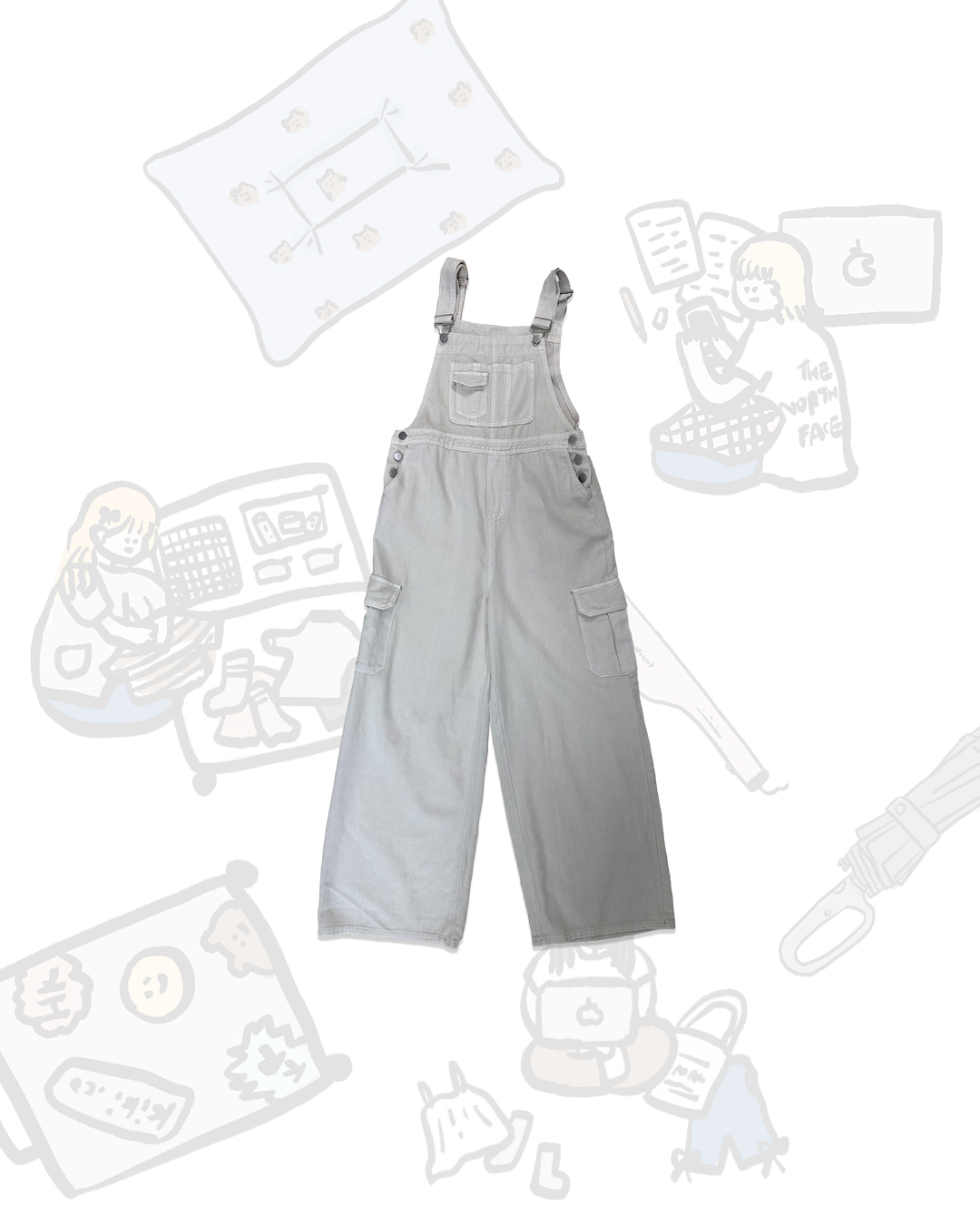 雙側口袋薄牛仔工人褲