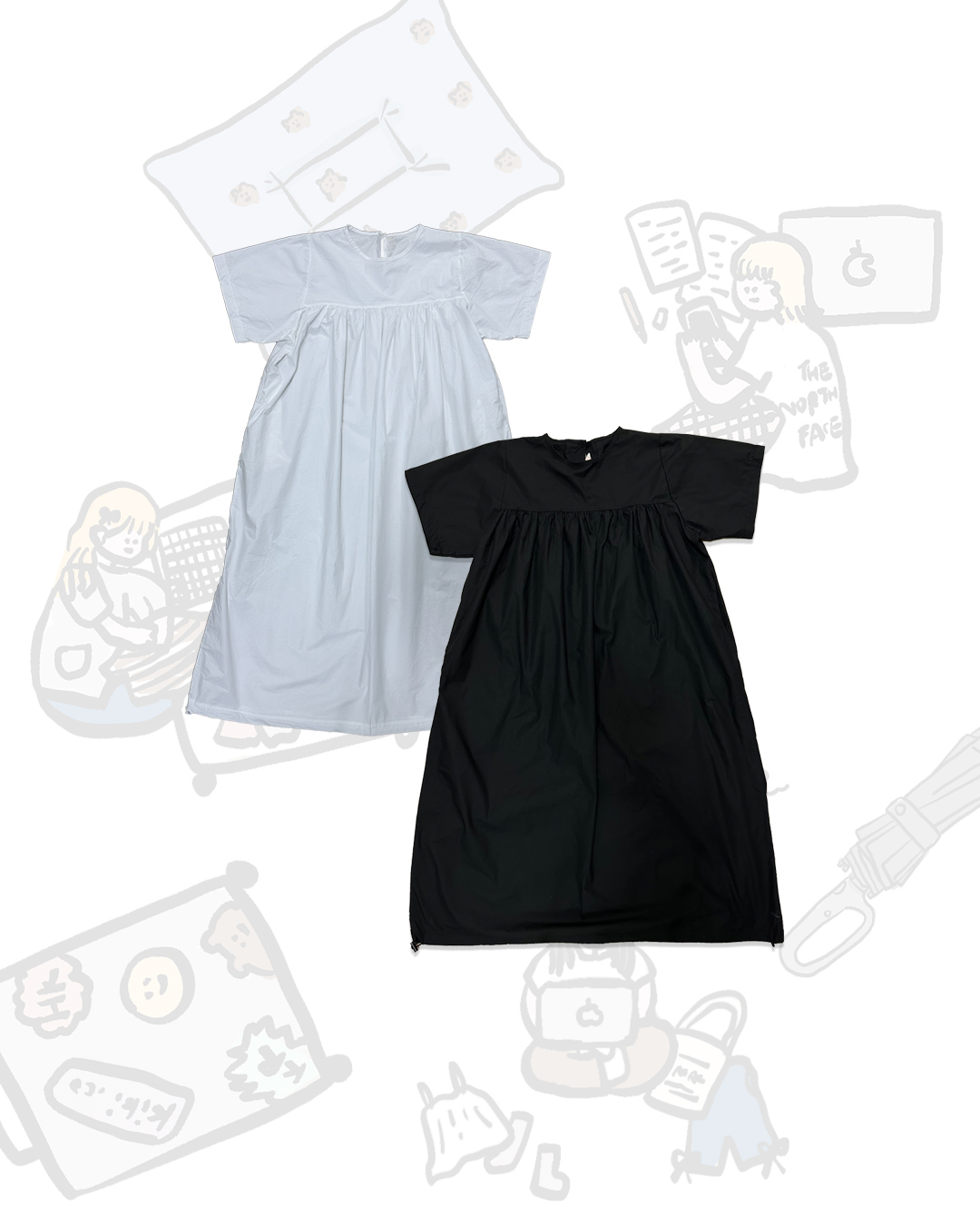 短袖胸摺摺裙底可索Onepiece