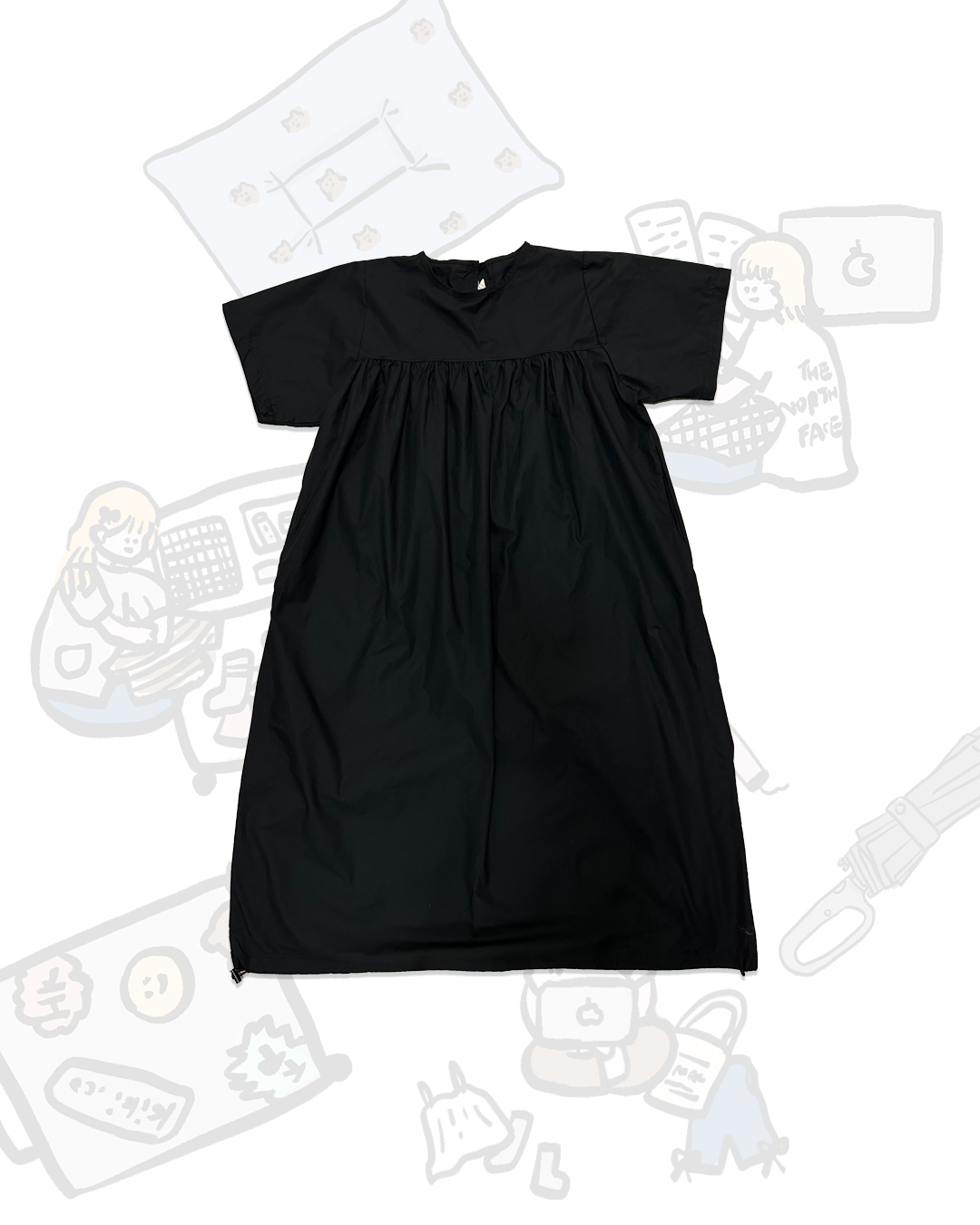 短袖胸摺摺裙底可索Onepiece