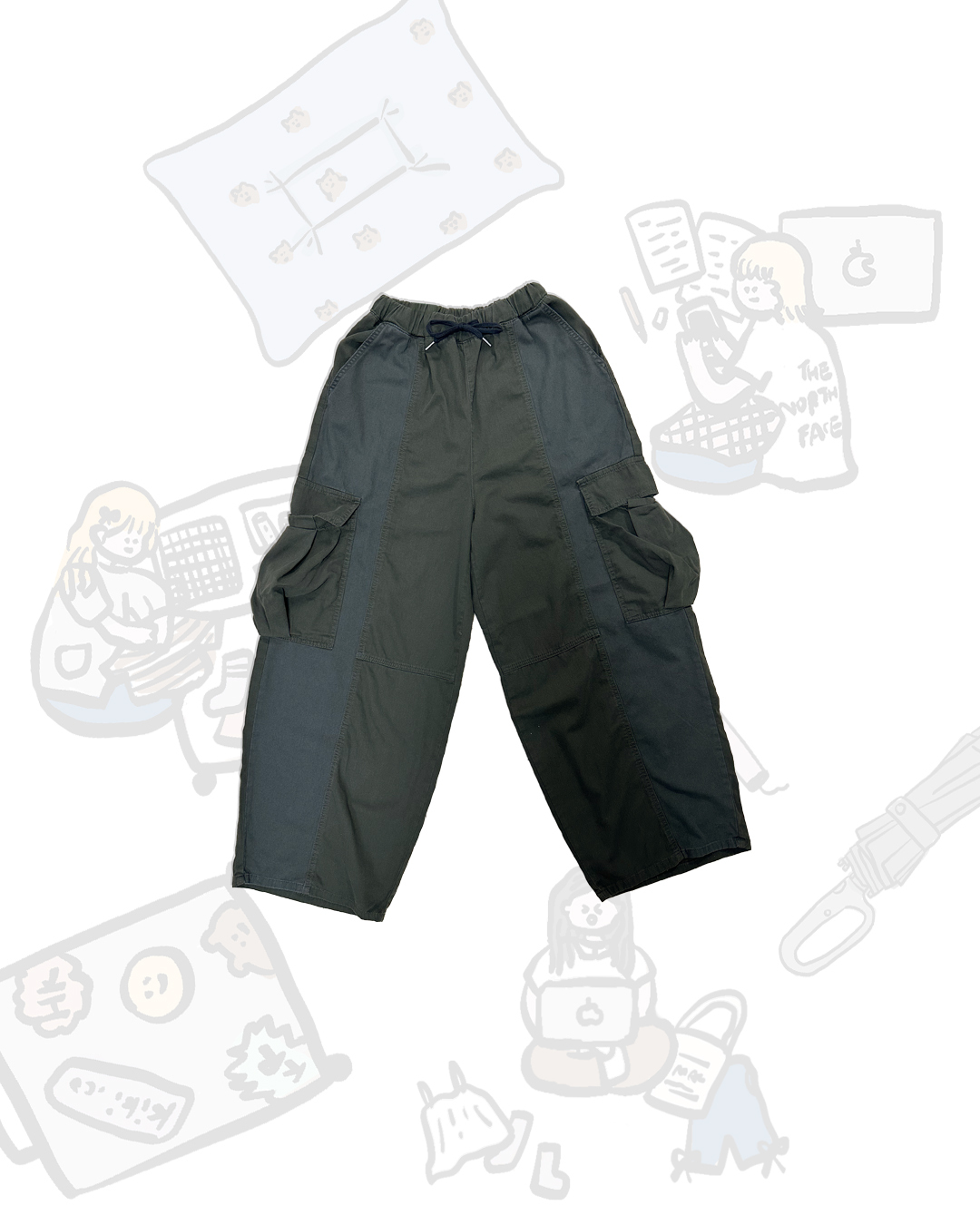 立體口袋工裝闊褲