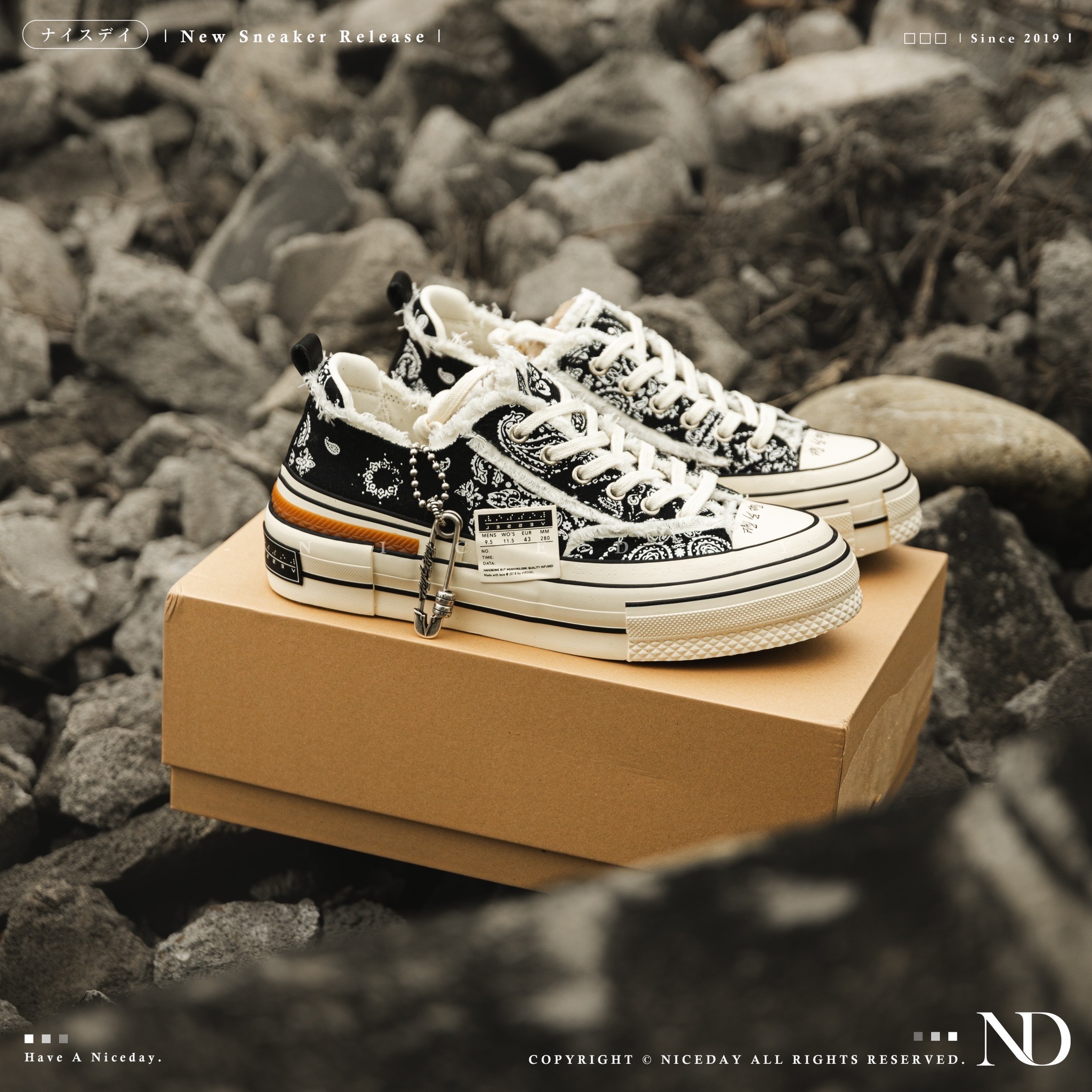 NICEDAY 代購 Xvessel Tiramisu Paisley Black 腰果花 鬆糕鞋底 加厚增高 解構 帆布鞋 吳建豪 男女尺寸