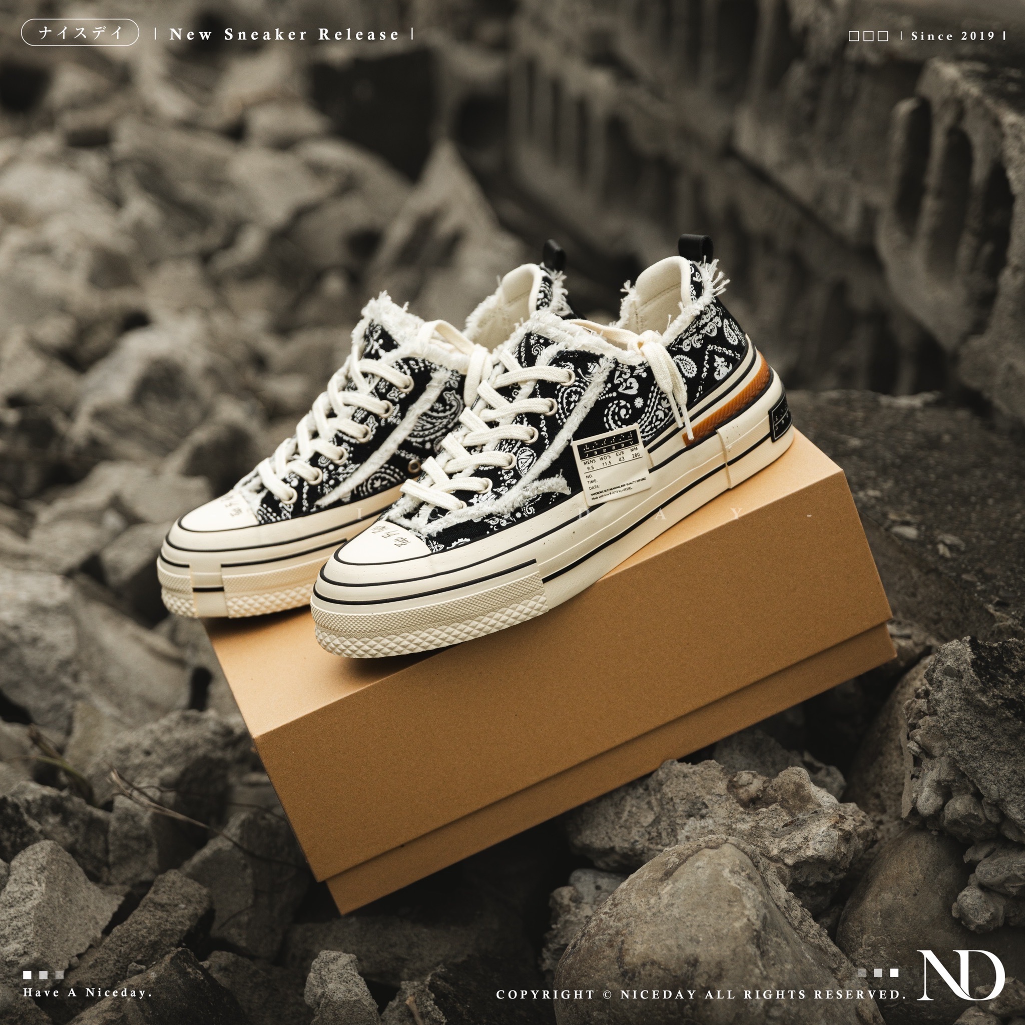 NICEDAY 代購 Xvessel Tiramisu Paisley Black 腰果花 鬆糕鞋底 加厚增高 解構 帆布鞋 吳建豪 男女尺寸