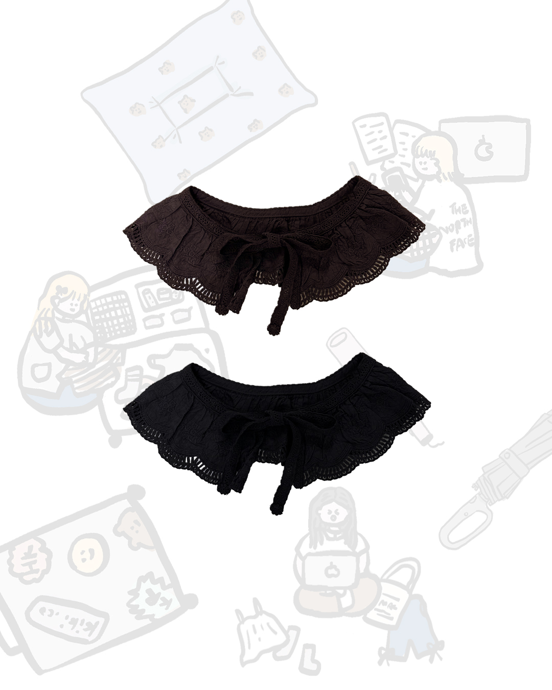 鏤空花邊刺繡領仔