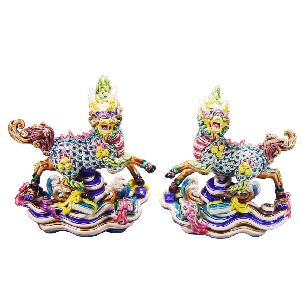置物　鹿港窯　交趾焼 【送料無料】鹿港窯 台湾交趾焼 林俊亨造 龍 置物 オブジェ ケース付