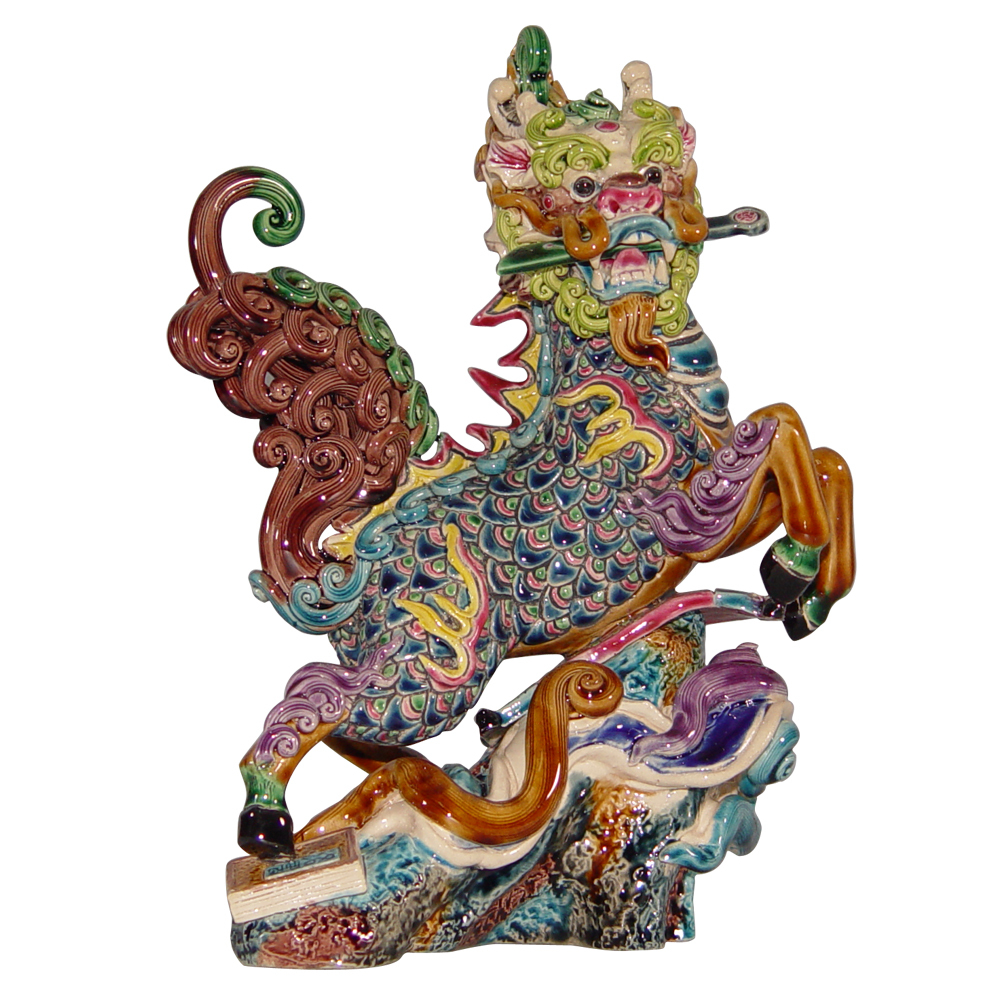 交趾陶｜咬劍麒麟 龍馬 躍麒麟