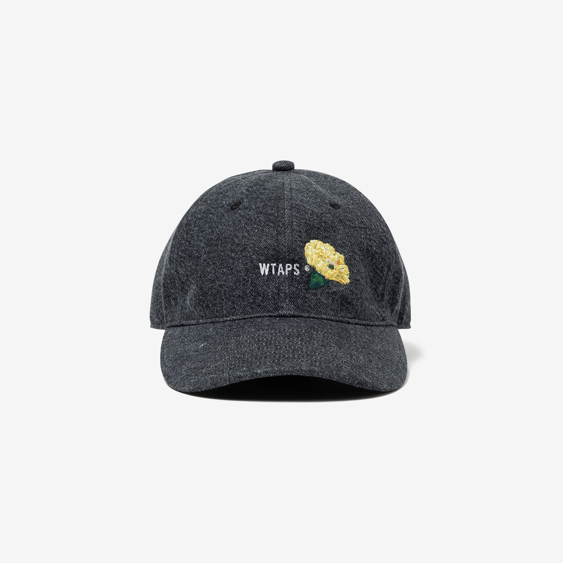 -(B3c04)-WTAPS T-6M 03 /CAP / COTTON. DENIM. SIGN 刺繡小字 六分割帽 小雛菊 丹寧牛仔帽 黑/丹寧藍-241HCDT-HT06