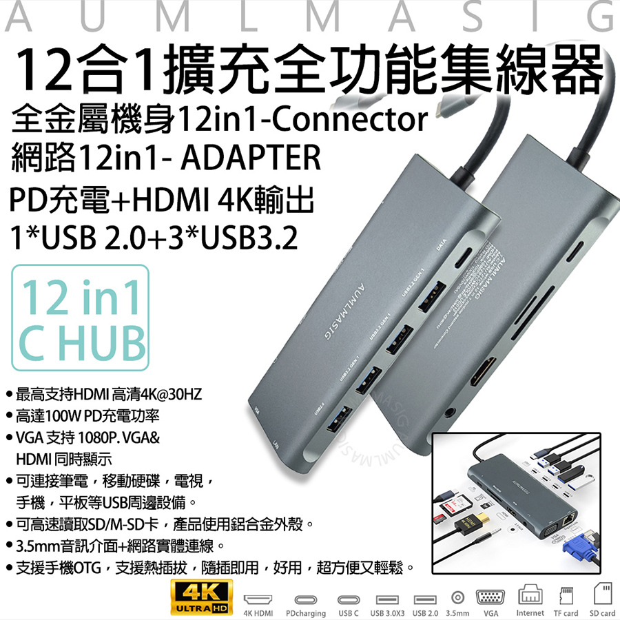 #Hub#集線器 #擴展塢 #拓展塢 #千兆網口 #Hdmi# VGA #USB-C