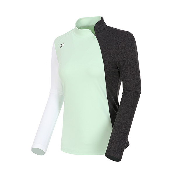 女【現貨】韓國Volvik Golf 春夏時尚高級感雙配色斜邊半拉鍊 防曬長衫 高球衣（MW113103)