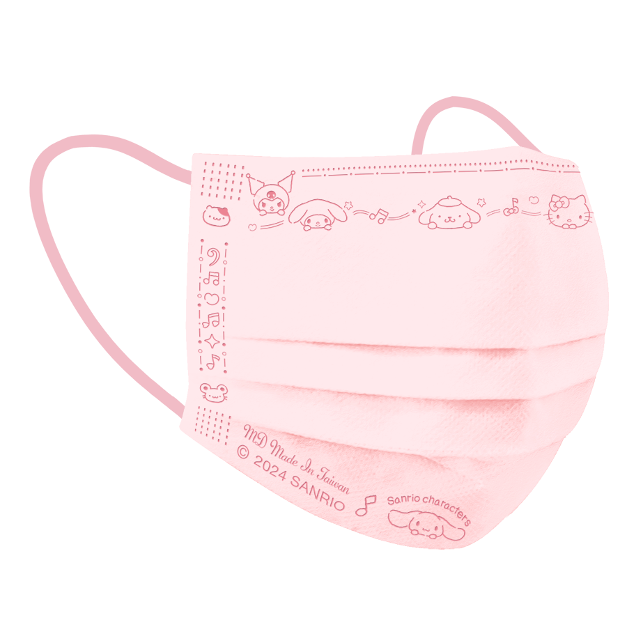 【幸福物語】 三麗鷗音樂派對 兒童醫療口罩30片/盒（莓粉音符｜大集合版）