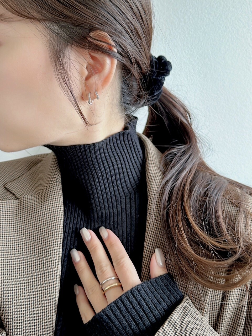 SS shiny wave hoop pierce