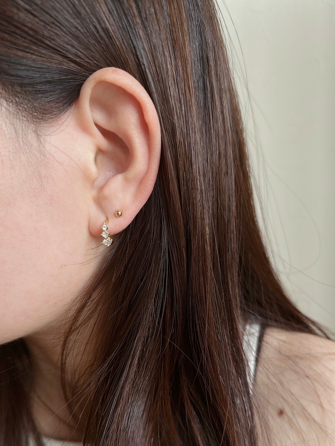 S925 stone line pierce