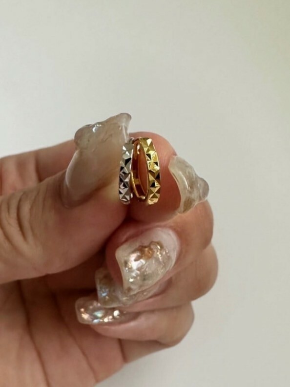 S925 argyle cut hoop pierce