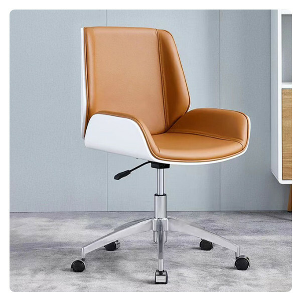 Popular light luxury office chair, comfortable and durable cushioned functional chair chassis, thickened and durable (short model orange + white + 5 wheels)