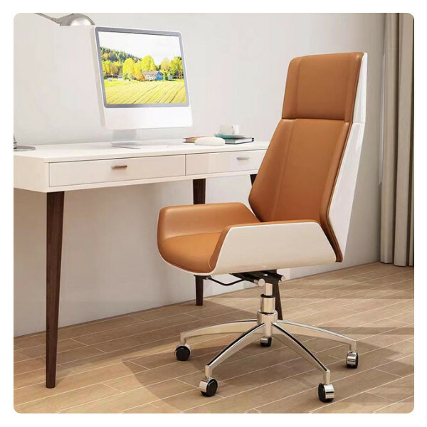 Popular light luxury office chair, comfortable and durable cushioned functional chair chassis, thickened and durable (high style orange + white + 5 wheels)