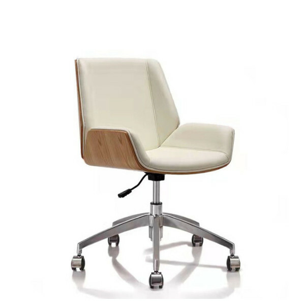 Popular light luxury office chair, comfortable and durable cushioned functional chair chassis, thickened and durable (short model with wood grain color + white + 5 wheels)