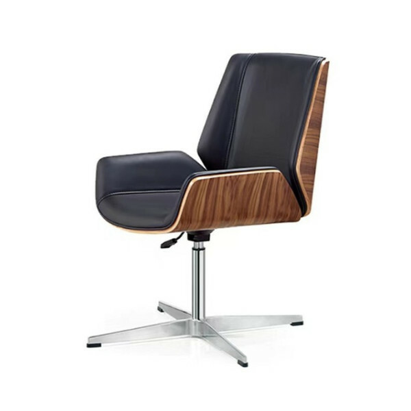 Popular light luxury office chair, comfortable and durable cushioned functional chair chassis, thickened and durable (short model with wood grain color + black + 4 feet)