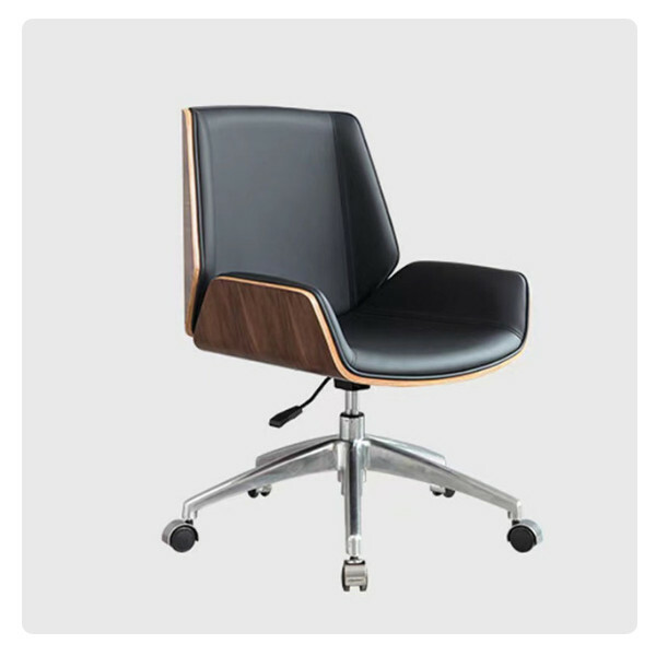 Popular light luxury office chair, comfortable and durable cushioned functional chair chassis, thickened and durable (short model with wood grain color + black + 5 wheels)