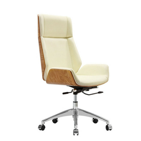 Popular light luxury office chair, comfortable and durable cushioned functional chair chassis, thickened and durable (high style wood grain color + white + 5 wheels)