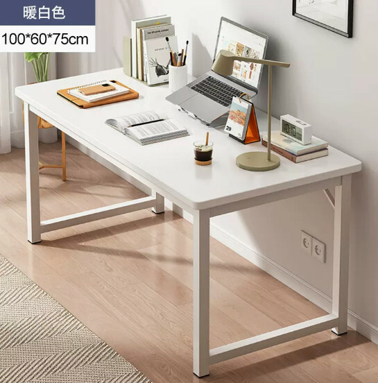Hot selling iron furniture, computer desk, study table, dressing table, Bengongzhi [white desktop + white shelf] 100x60x75cm