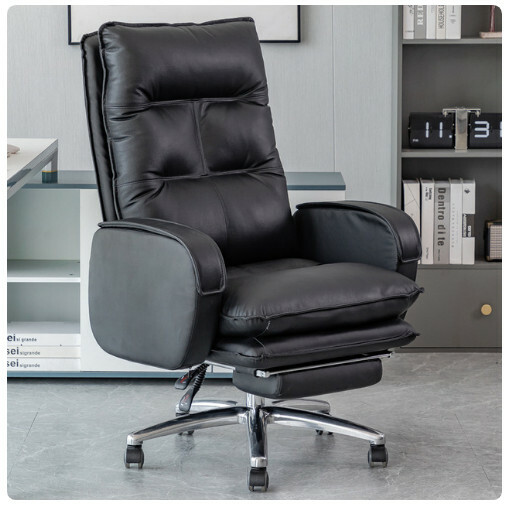 Popular ergonomically designed office chair and home computer chair (leather + black + foot pads)