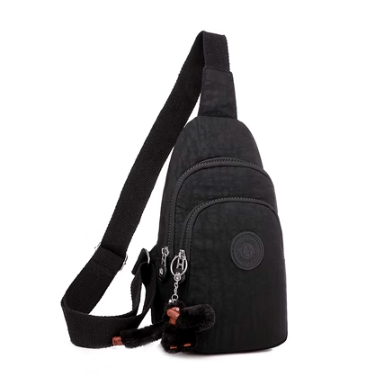 New Women's Chest Bag Crossbody Bag Shoulder Bag Canvas Bag Personalized Backpack Sports Waist Bag [Black]