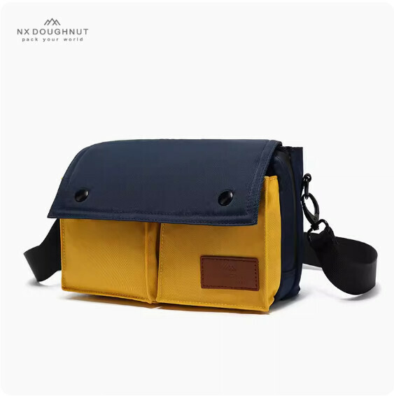 Hot selling simple casual multi-compartment unisex crossbody bag, shoulder bag, waist bag [royal blue with mustard yellow (crossbody bag)]