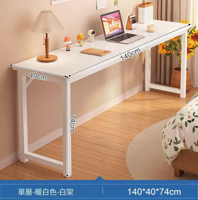 Hot selling iron furniture computer desk dressing table [single layer deepened version - white + white frame] 140x40x74cm