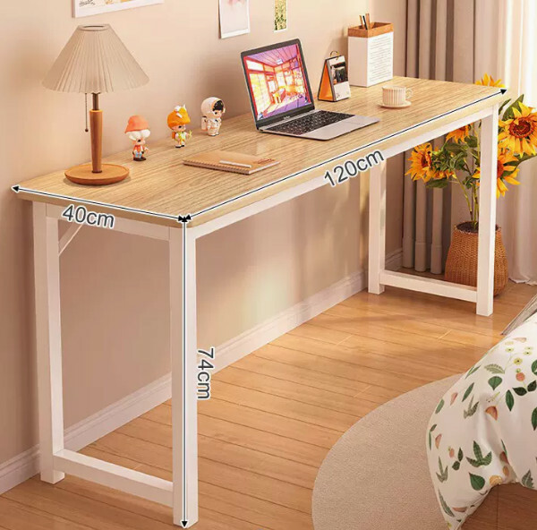 Hot selling wrought iron furniture computer desk dressing table [single layer deepened version - yellow fir color + white frame] 120x40x74cm