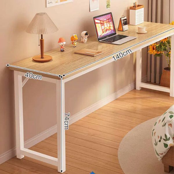 Hot selling wrought iron furniture computer desk dressing table [single layer deepened version - yellow fir color + white frame] 140x40x74cm
