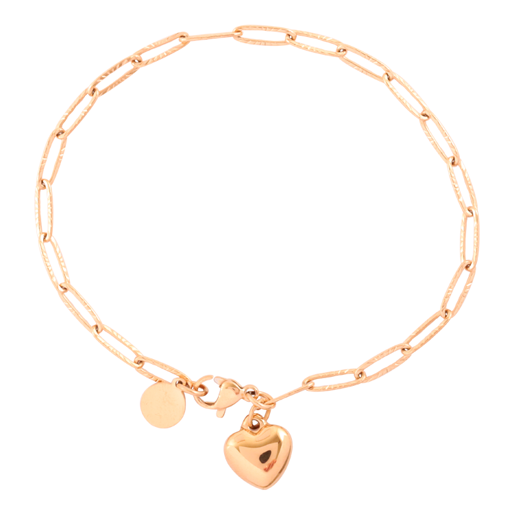 白鋼手鍊，女士手鍊 圓潤愛心墜飾；精緻與溫柔的魅力（3779玫瑰金）