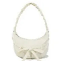 [S] COVERNAT CLOVERHEART SHIRRING MEDIUM NYLON HOBOBAG,IVORY, CO2400TB87IV (SCN21)