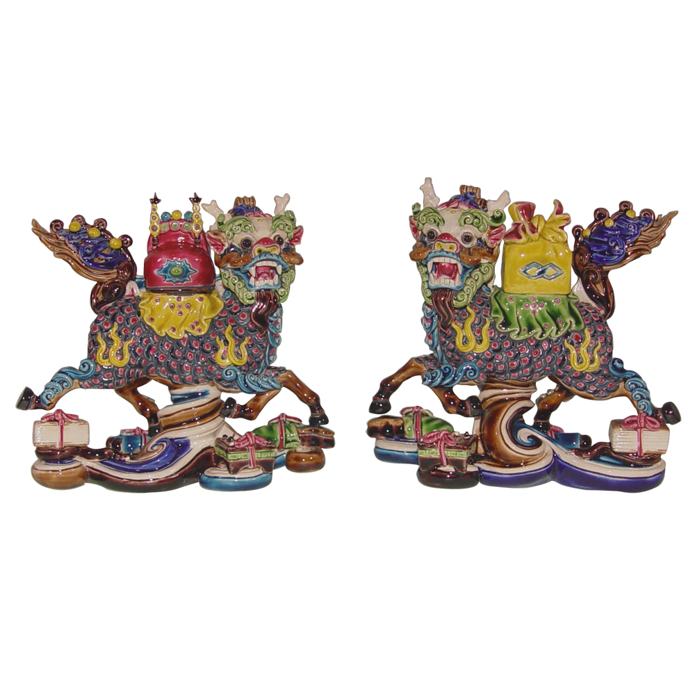 交趾陶擺飾｜加官進爵 麒麟