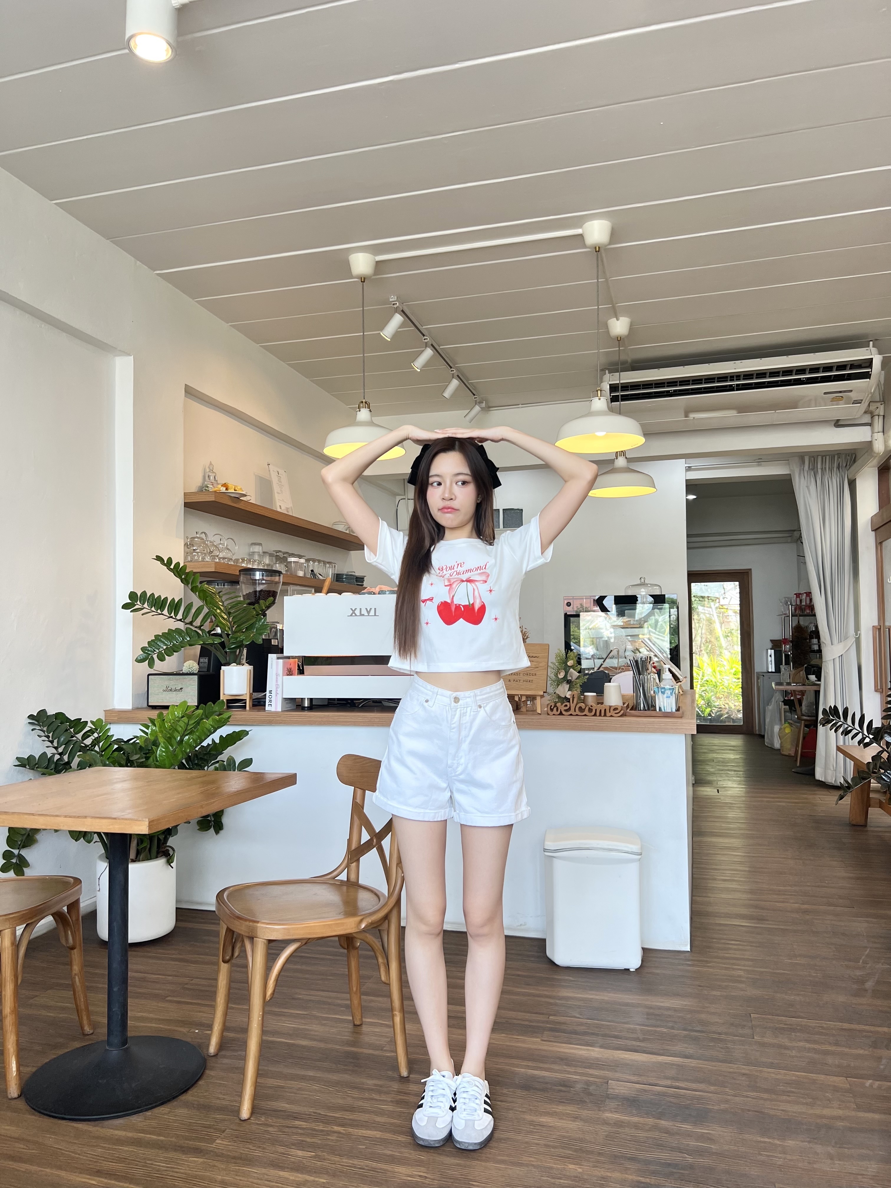 [現貨] TH CHERRY DIAMOND CROP TEE (WHITE)