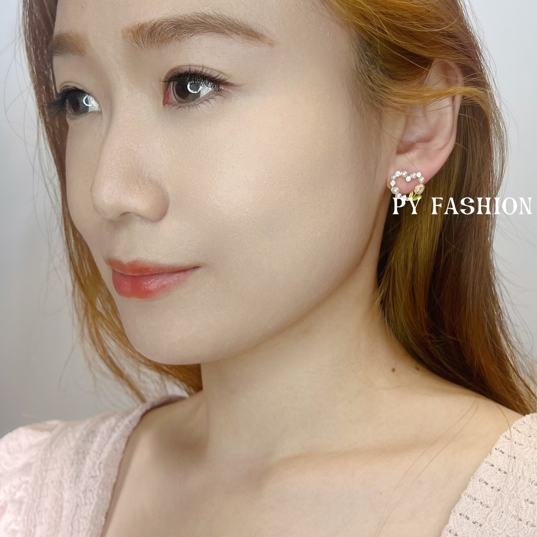 PYA0602 FLOWER HEART EAR RING