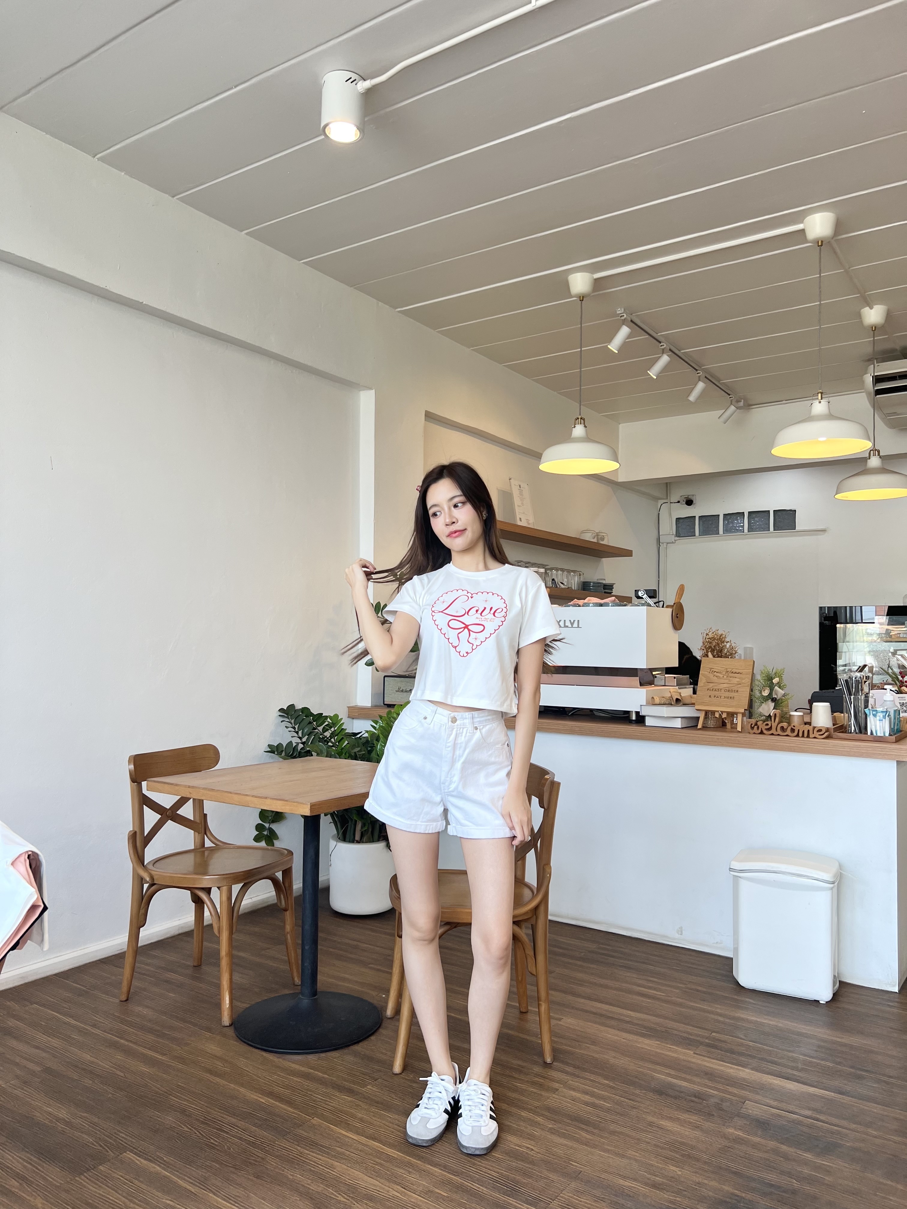 [現貨] TH RIBBON LOVE CROP TEE (WHITE)
