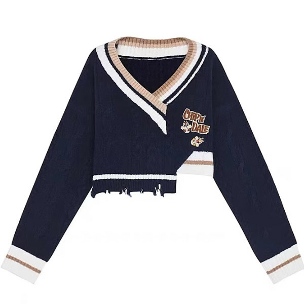 Popular cartoon jacquard short sweater for women (picture color) (S/M/L size, please contact customer service after placing the order for delivery size)