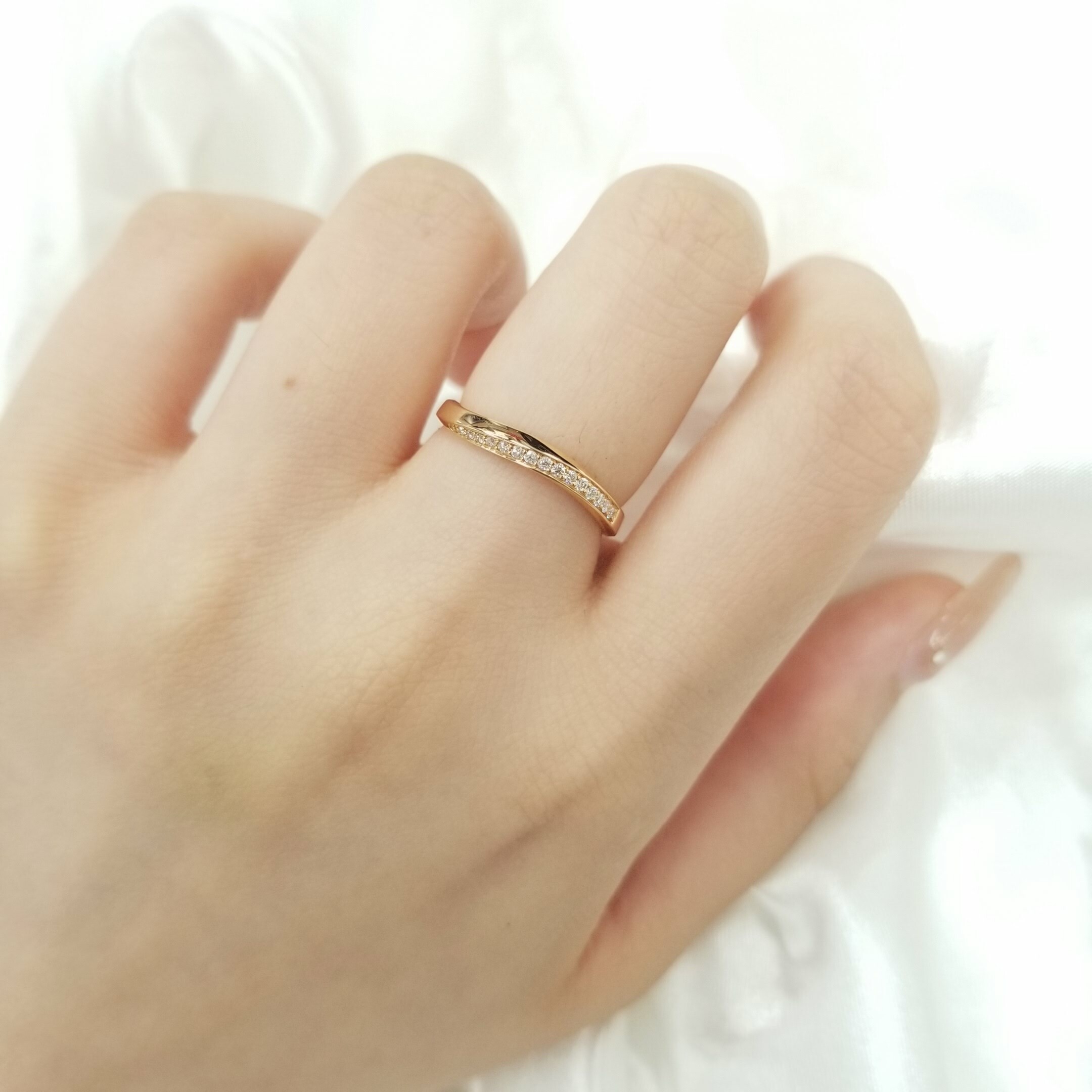 全新18K玫瑰金9份鑽石戒指