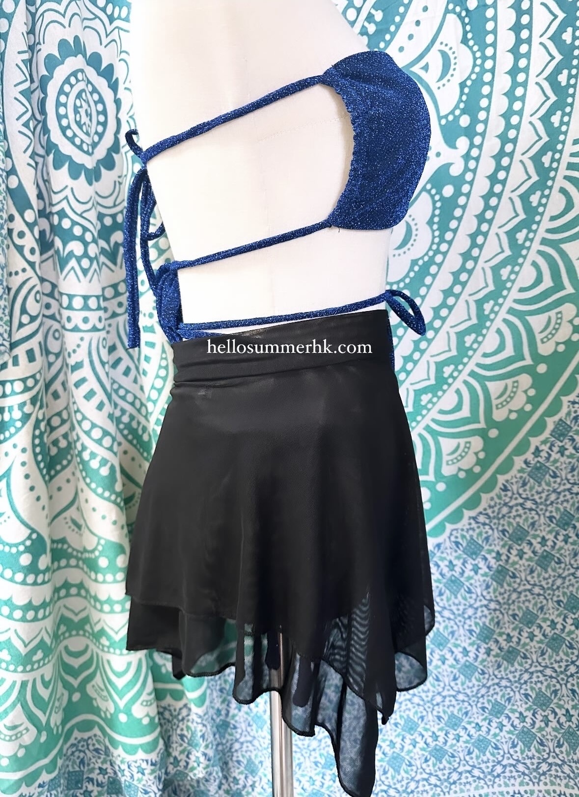 DD029 黑色綁帶兩層裙紗