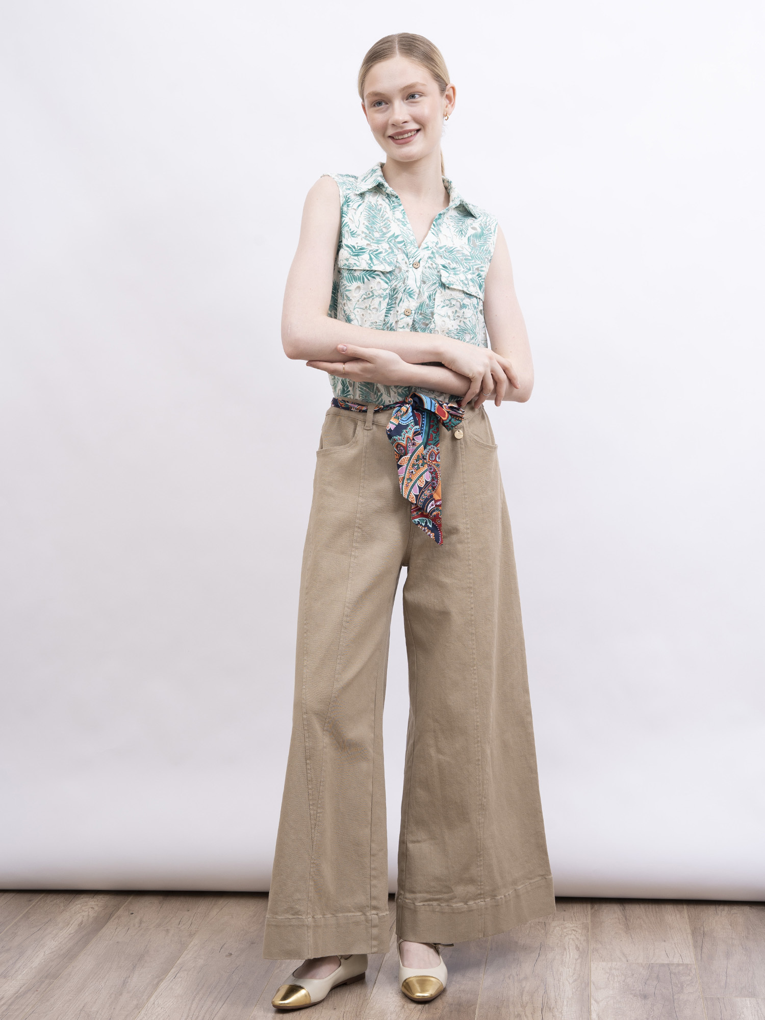 mi-tu 印花棉布蕾絲背心