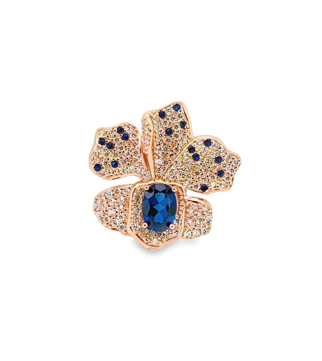 T57托帕玫瑰金花胸針