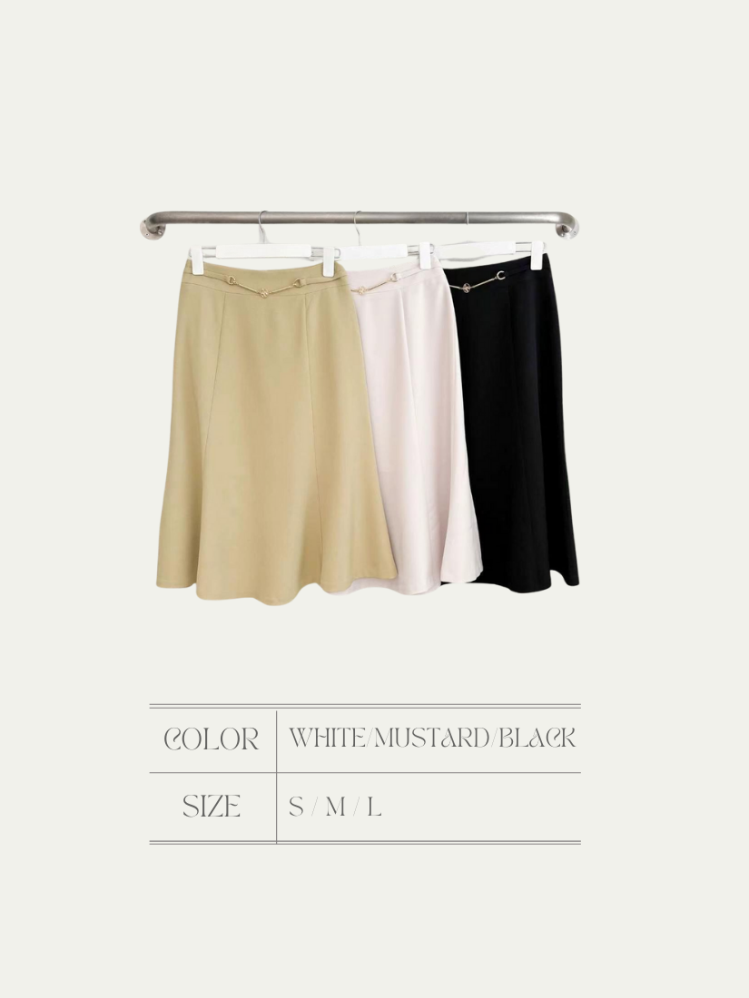 [現貨]小金鍊裝飾魚尾中長裙 [ 3色 / S,L ]