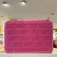 [S] LOVE MOSCHINO JC4073PP1GLN161A EMBROIDERED LOGO LETTERING CHAIN SHOULDER BAG,FUCHSIA, 8059965244549 (SLM376)