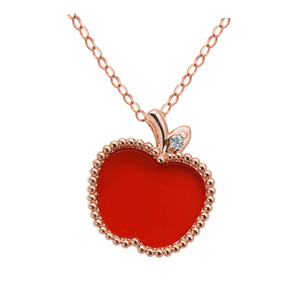 18K玫瑰金紅蘋果瑪瑙項鍊
