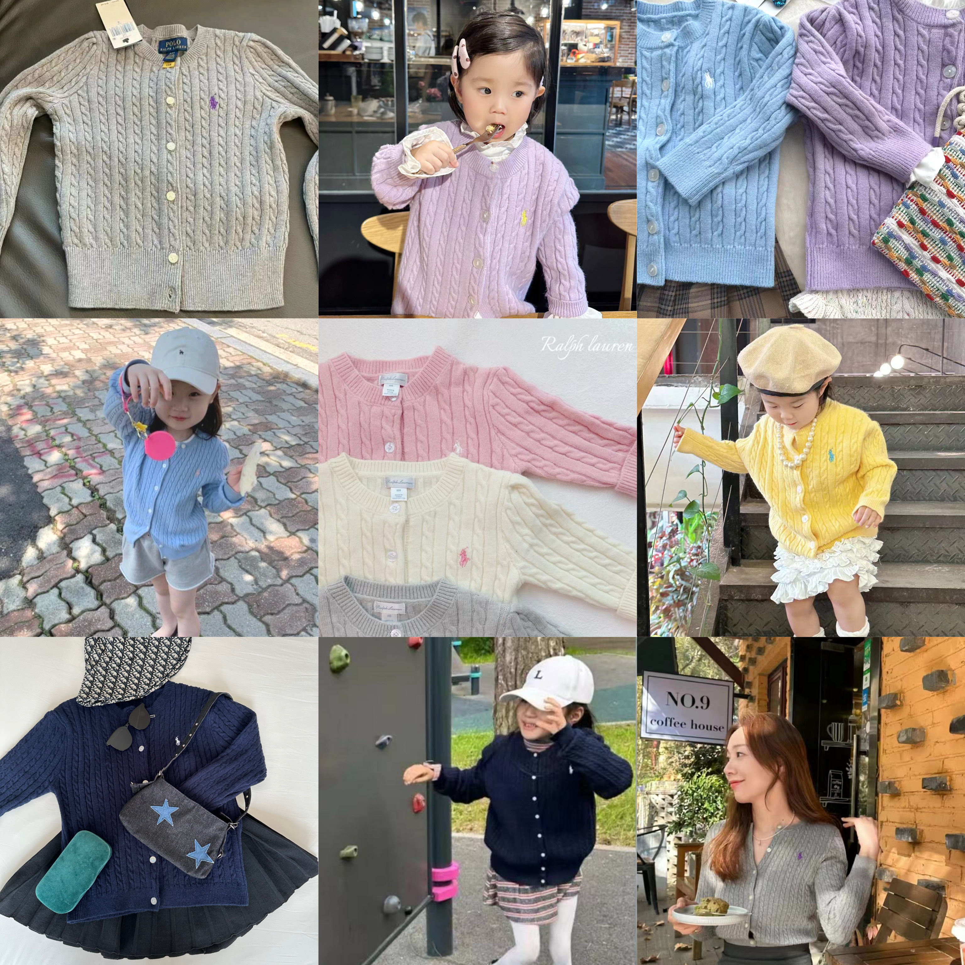 🐎🩵💜歐美原單 𝐏𝐎𝐋𝐎 馬卡龍色系麻花針織外套 現貨