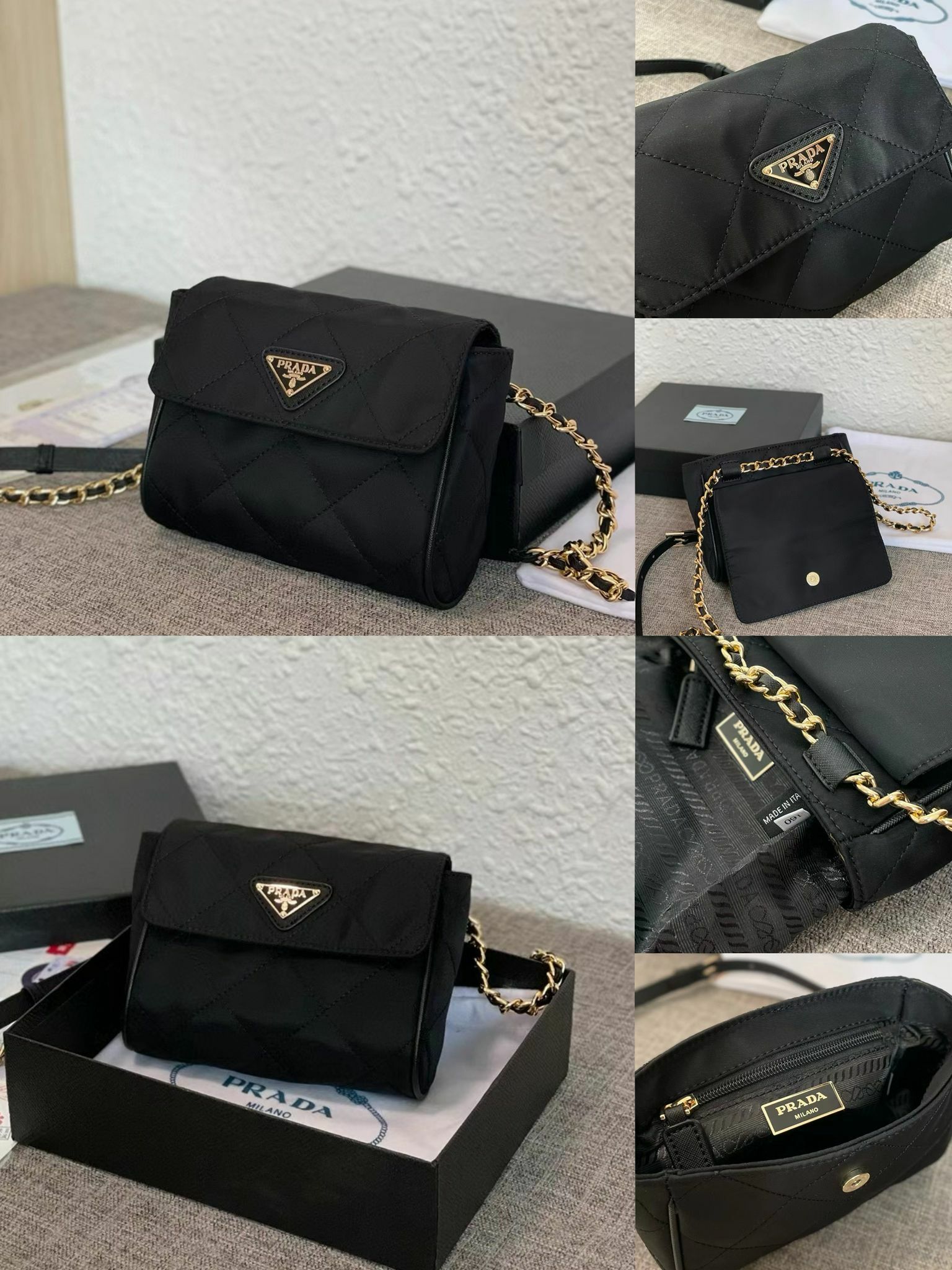 Prada 中古款尼龍萎格鏈腰包