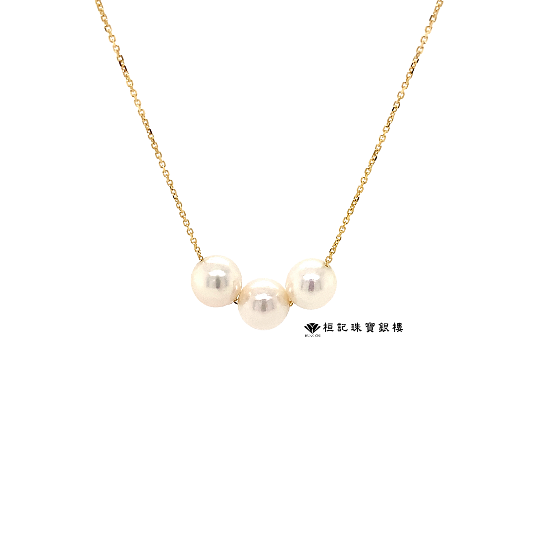 天然珍珠14K金項鍊 (三顆)