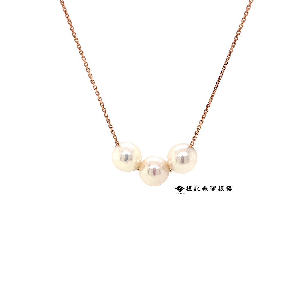 天然珍珠14K金項鍊 (三顆)