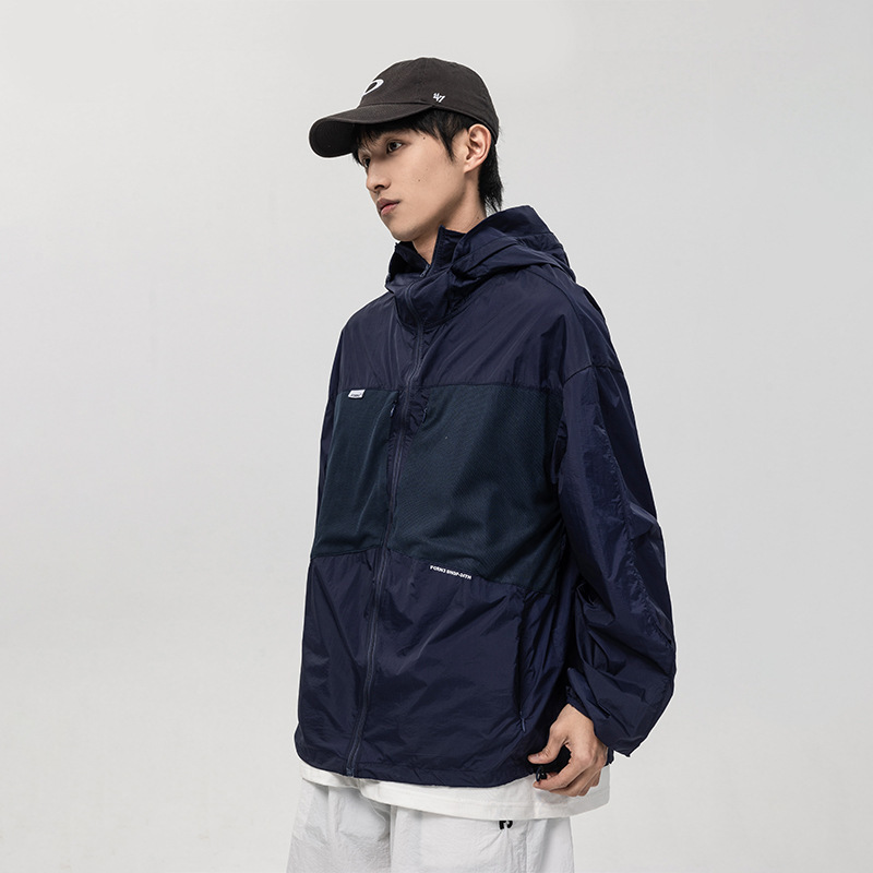 5M03 撞色拼接設計感連帽外套 兩色